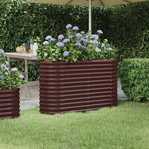 FUDUGEHMIOFWFJJ teichbecken,pflanzkübel XXL,pflanzkübel rechteckig,Hochbeet Pulverbeschichteter Stahl 114x40x68 cm BraunGeeignet für Garten, Terrasse, Schlafzimmer, Wohnzimmer