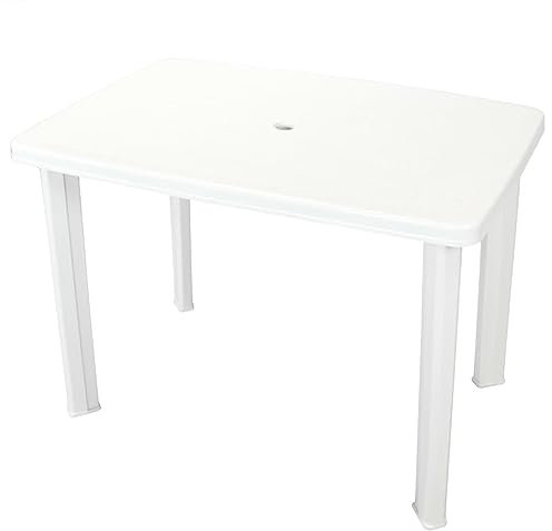 Iiaky Gartentisch Weiß 101 x 68 x 72 cm Kunststoff Gartentisch Ausziehbar Outdoor Tisch Gartentische Terrassentisch Gartentisch HöHenverstellbar