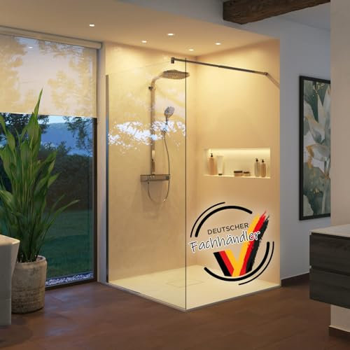 empasa Glas Duschwand Duschabtrennung Duschtrennwand für Walk-In Dusche mit Nanobeschichtung, 8 mm ESG-Sicherheitsglas, Zubehör chrom, Größe:120 x 200 cm, Glasfarbe:klarglas