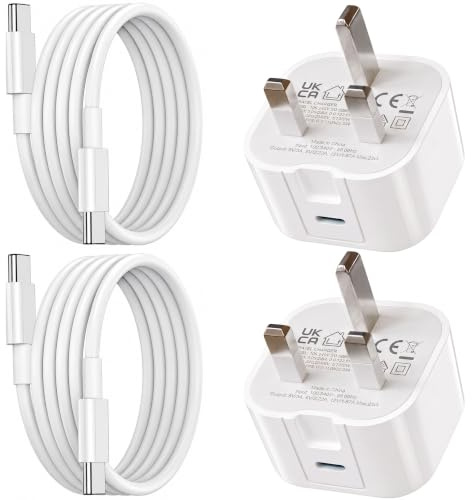 2 Pack 25W Charger For iPad 11th Generation 2025-2024/Air 11 Inch 2026-2025 | 2024/Air 13 Inch 2026-2025-2024, USB C Charger Plug With Type C Charger Cable Fast PD Adapter Mains UK Wall Charger