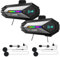 LUVIN Helmet Bluetooth Headset, Motorbike Helmets Bluetooth Headphone Motorcycle Intercom Front & Rear 2-Riders, IP65 Waterproof, 1000mAh, Motorbike Accessories for Men Birthday Gifts (Black 2Pack)