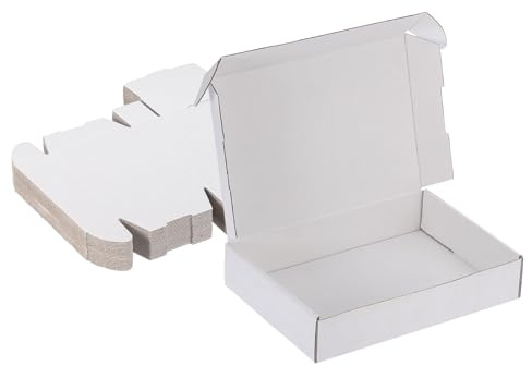 PATIKIL 25 x 18 x 6 cm små fraktlådor, 20 st korrugerad kartong presentaskar för förpackning postförsändelser flyttbara förpackningar små företagslådor vita