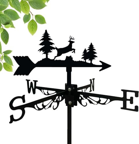 Ancsttu Hirsch-Wetterfahne,Wetterfahne | Weihnachten Rentier Metall Hirsch Bauernhaus Wetterfahne,Weihnachts-Rentier-Gartenstecker aus Metall, laufende Hirsch-Wetterfahne, Ornament für den