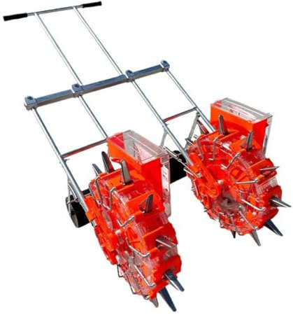 Hand Push Double Row Seeder, Two-Row Seeding Machine Garden Push Seeder Planter with 8 Seed Plates,Manual Seeder Handheld Roller Seeding Machine Precision Garden Seed Planter Spreader,12 Holes