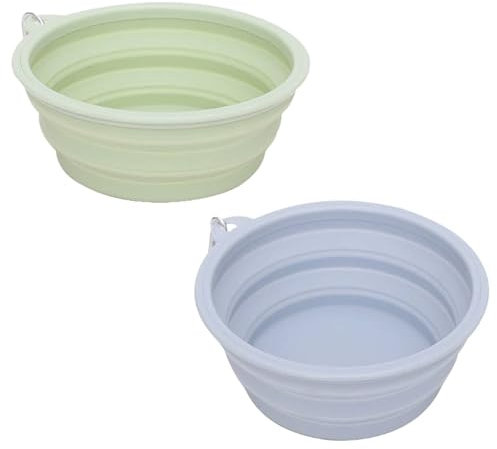 2 cuencos plegables para perros, cuenco de viaje para perros con gancho, cuenco plegable de silicona portátil, cómodo para perros para beber y comer, adecuado para camping, viajes de larga distancia