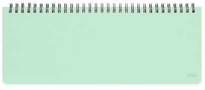 Legami - Schreibtischplaner 13 Monate, Pastel Mint, Desk Planer Januar 2026 – Januar 2027, Tischkalender horizontal, Spiralbindung, eine Woche pro Seite, Adressbuch, 27,2 x 10,2 cm