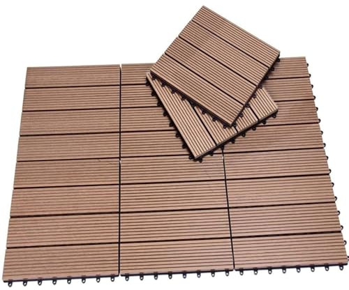 SDKFJ Decking Tiles Garden Terrace, 30x30cm Interlocking Composite Deck Tiles, Plastic Deck Tiles for Patio, Balcony, Garden – Easy Installation(Size:2pcs)