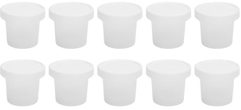 Lot de 10 coupes à dessert avec couvercles en plastique PP haute température pour pudding, yaourt, glace, fruits (200ML)