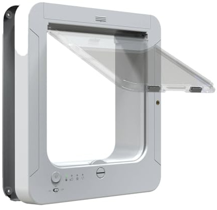 Porta per gatti con chiave a sensore per collare con microchip, porta intelligente elettronica per gatti e cani di piccola taglia, apertura/chiusura automatica