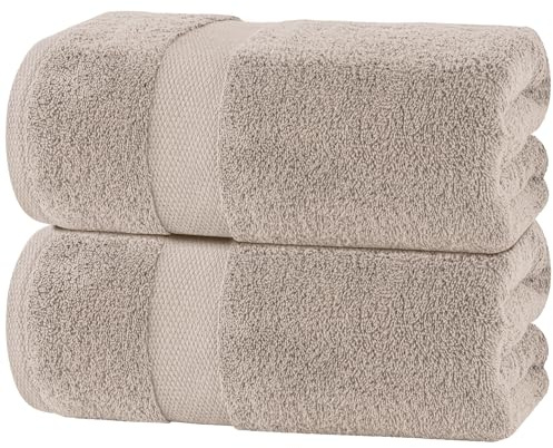 White Classic Luxury Soft Bath Sheet Towels - 650 GSM Cotton Luxury Towels Extra Large 35x70 | Highly Absorbent and Quick Dry | Hotel Quality, Taupe, 2 Pack