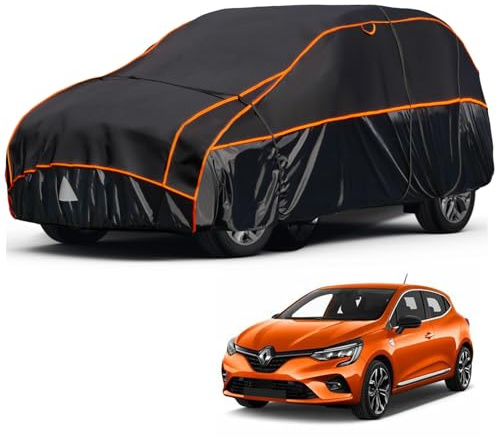 kayme Hagelschutzplane Auto Autoabdeckung Wasserdicht Atmungsaktiv，Hagelschutz Vollgarage Passend für Renault Clio(1990-2025), Hagelschutzgarage Abdeckplane für Hagel Sonne Regen Schutz,Schwarz