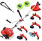 Synergy Desbrozadora Gasolina 6 en1-65cc 4,9cv-Motor 2 Tiempos Disco de 3 Puntas, 1 de 2 Puntas, 1 de 8 Puntas, 1 de Widea, 2 Cabezales Hilo Automático, Arnés Profesional, Kit de Protección y 20m Hilo
