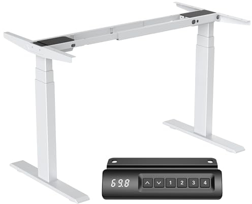 Cooleben Höhenverstellbarer Schreibtisch Gestell 3-Segment-Beine mit 2 starken Motoren, Tischgestell höhenverstellbar mit 4 Memory-Steuerung, 6W6BPRO (Weiß)