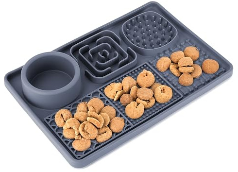 Silikon Schleckmatte Hund,30x20cm Leckmatte Hund,Lick Mat Puppy,für Hunde Katze [frei von BPA]+[großer Saugnapf],Linderung von Hundeangst,zur Langsames Essen
