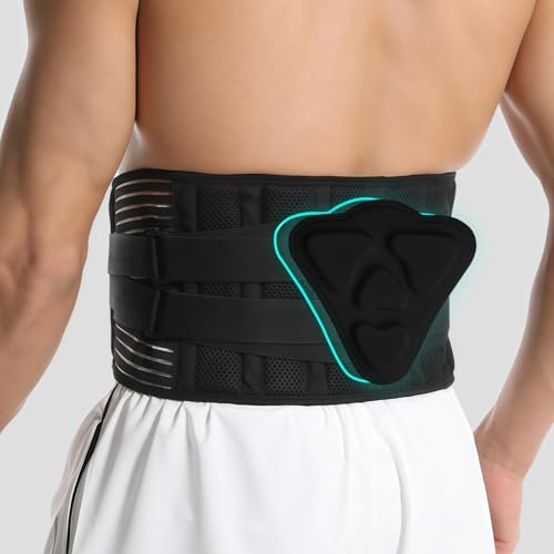 Verstellbarer Rückenstützgürtel, Lendenwirbelstütze mit 7 Metallstützen, Bequeme Rückenbandage für Herren und Damen mit Abnehmbarem 3D Lendenpolster zur unteren Rücken für Arbeit und Sports, XL