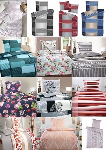 MB Warenhandel24 Bettwäsche Winter Biber Baumwolle attraktive Designs 135x200 + 80x80 cm 2-4 TLG teilig (Geblümt, 2X ca. 135x200 cm + ca. 2X 80x80 cm)