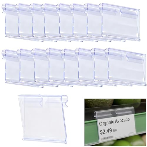 Etikettenträger, 50 Stück Etikettenhalter Selbstklebend 6 x 4,2 cm Preisschilderhalter Transparent aus PVA für Regale Preisetiketten Aufhänger