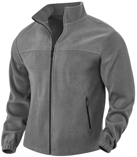 PADOLA Fleecejacke Herren Stehkragen Jacke Winter Warm Zip Up Hoodie mit Reißverschlusstaschen Einfarbiger Pullover Sweatjacke Übergangsjacke Fleecepullover Outdoor Fleecejacken