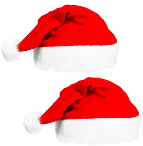 OIXEYA 2 Pièces Bonnet Noel Chapeau de Père Noël Adultes De Luxe Costume de Chapeau de Noël en Peluche Ornements de Noël, 30cm x 40cm