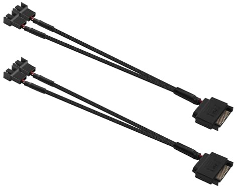 ELFJMZP Câble d'extension pour ventilateur de boîtier PC Câble adaptateur ventilateur PSU SATA 15 broches vers 2510 4P-2P femelle (1 vers 2) 26 cm / 10,5 pouces (lot de 2) (1 to 2)