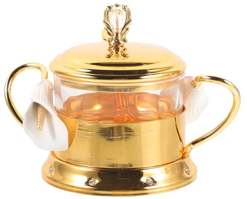 MOLUCKFU Azucarero Vintage Cuchara Recipiente para Condimentos y Dulces Caja de Almacenamiento para Cocina y Festival Diseño Nórdico Elegante Dorado