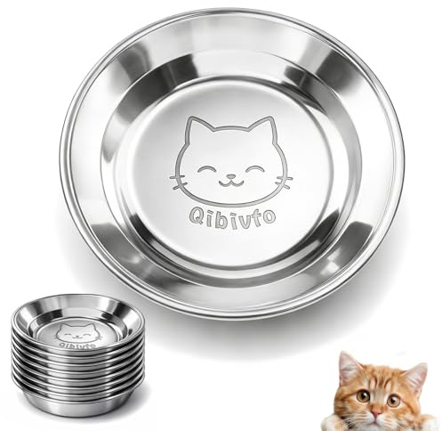 8er Set Katzennäpfe aus Edelstahl 304, Futternapf & Wassernapf für Katzen, Flache Katzenschüsseln, spülmaschinenfest, sturzsicher, für Katzen und kleine Hunde