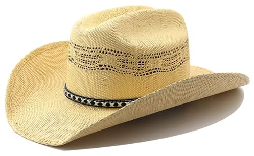 Cocila Cappelli da Cowboy per Uomo Cappelli Donna con Larga Estivi Western Spiaggia Occhiali Festa Bimbi (Beige One Size) Capello Estivo Cappello A Secchiello Uomo in Paglia Donna Cowboy