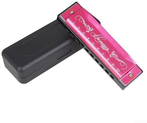IRIN 10 Löcher Mundharmonika in C-Tonart für Anfänger Tremolo-Mundorgel mit Edelstahl-Abdeckplatten (Rosa)