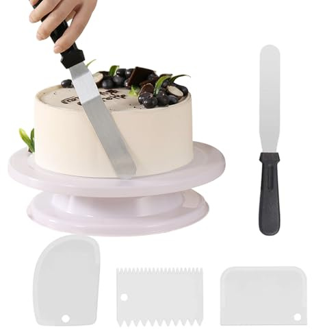 Generico Piatte Girevole Per Torte, Set Decorazioni Torte, Supporto Per Torta Professionale Da 11 , Palette Angolari, Raschietto Da Pasticceria, Utilizzato Per Torta, Decorare Pasticcini