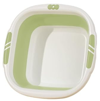 Collapsible Washing Up Bowl Square Folding Wash Basin Portable Silicone Foldable Sink Space Saving Washbasin for Camping, Travel, Kitchen,Outdoor Use (Green)