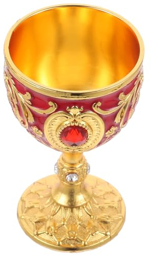 TOYANDONA Verre à Liqueur en Métal 30 Ml Coupe Rétro Style Européen, Petit Verre à Vin Compact pour Camping et Fêtes, Finition Blanc et Rouge Métallique, Accessoire Bar Vintage Pratique