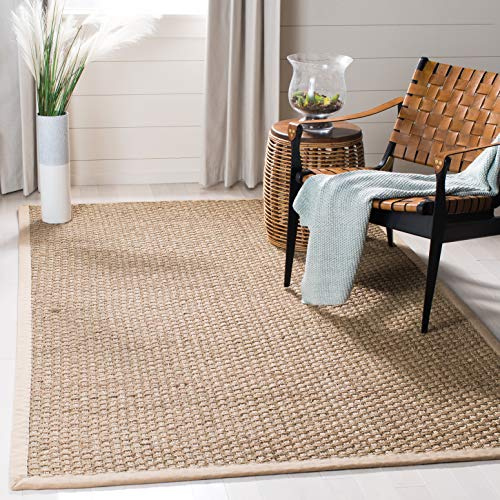 Safavieh Alfombra De Fibra Natural Sala de Estar, Comedor, Dormitorio - Natural Fiber Collection, Pelo Corto, Natural y Beige, 213 X 213 cm