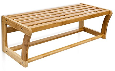 Relaxdays 10014070 Estantería para Toallas, bambú con Material de Montaje, Natural, 25x60x20 cm