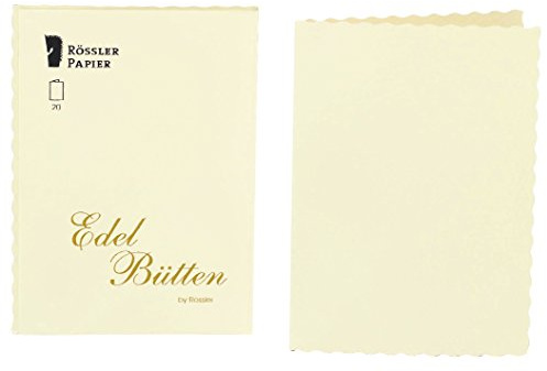 Rössler Edelbütten-Kartenpack | Kartenset | 20 Klappkarten blanko | DIN A6 Papier | Blanko Karten zum Selbstgestalten | Einladungskarten blanko | 11 x 1 x 15 cm| 1 Stück | Farbe: Ivory | Blanko Karten zum Selbstgestalten im Format DIN A6 für Einladungen, Gruß- und Glückwunschkarten