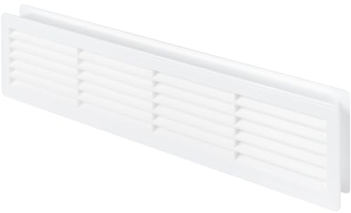 Awenta Lüftungsgitter Farbe weiß Tür Türluftgitter T15 Türgitter doppelseitig blickdicht Kunststoffgitter 440 x 120 mm Bad Küche zum Nachrüsten