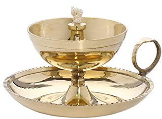 NKlaus Ghee lámpara de aceite con mecha hecho a mano de latón casa jardín oro grande nuevo 1578