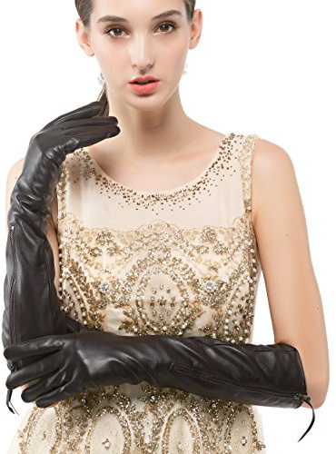 Nappaglo Damen Lange Nappaleder Handschuhe Touchscreen Texting Abendkleid Party Winter Warm Fausthandschuhe