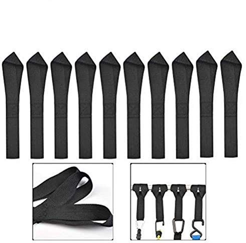 BUYGOO 10PZ Morbido Laccio Legare Nero 20cm Cinghie di Tensionamento Cinghie Fissaggio Morbide Cinghia a Cricchetto Cinturino di Cricchetto Legare Giù per Fissare/Legare/Trasportare 125kg/275Lbs