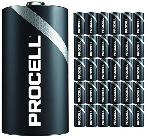 30 Pack - Duracell Procell D Cell Batteries | 1.5V Industrial Power Alkaline Battery | Home or Office Use | Car Air Freshener Promo Pack | Reliable Long Lasting Power