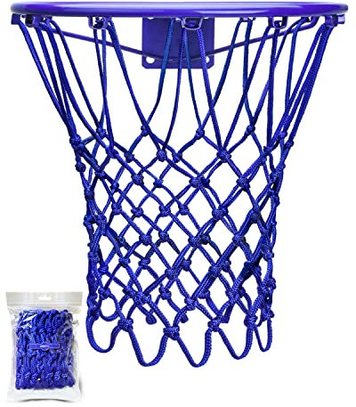 XXXYYY Blue Basketball Net Replacement Heavy Duty, 2022 Professional On-Court Quality [6.88Ounce], Fits Outdoor Indoor Standard 12 Loops Rim, All Weather Anti Whip