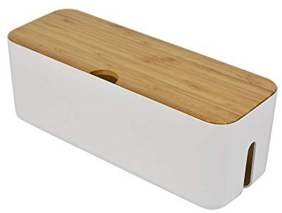 Cable Management Box| Power Stripe Organizer|Cord Organizer Box| Hide and Conceal Power Strips and Electrical Cords from TVs, Computers, and Desks| Keep Pets Safe (White)