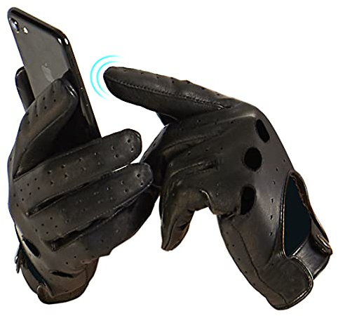 Harssidanzar Herren Autohandschuhe Lederhandschuhe Unliniert GM026D