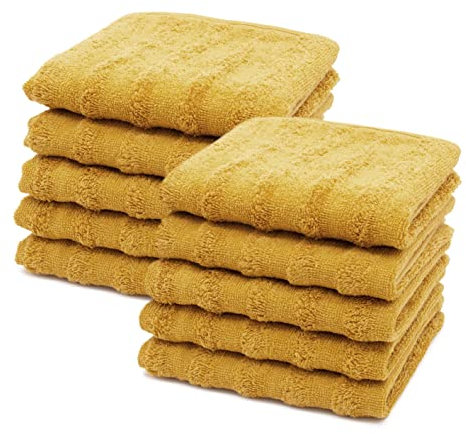 ZOLLNER 10er-Set Gästehandtücher, 100% Baumwolle, 30x50 cm, senfgelb