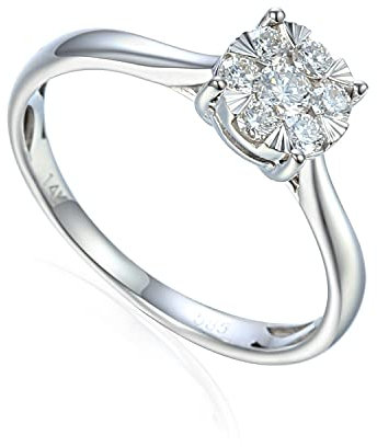 Stella-Jewellery 585er Weissgold Verlobungsring Solitärring Diamant 0,28 Carat Illusion Fassung Gr. 54