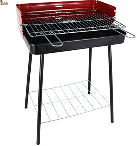 BricoLoco.com Barbacoa carbón con parrilla. Ligera y fácilmente portátil. Con patas y rejilla de refuerzo. Parrilla incluida. Para terraza, balcón, patio, jardín.