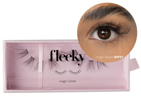 fleeky Magic Lashes – Faux lashes végétaliennes et sans cruauté animale, pour un effet parfait sur les yeux, cils artificiels à coller en cheveux synthétiques (just lashes, Wifey)