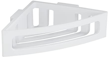 WENKO Turbo-Loc® Eckablage Bralia, Bad-Ablage aus Kunststoff, Befestigen ohne Bohren, tiefes Körbchen für sicheren Stand von Shampoo und Duschgel, für Bad & Dusche, 35 x 8,5 x 20 cm, Weiß