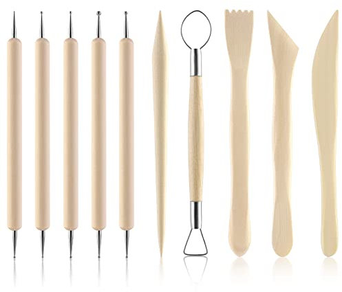 Töpferwerkzeug 10 Stück Modellier-Werkzeug Set Modellier Werkzeug Clay Modelling Tools Polymer Clay Sculpting Tools Wooden Clay Tools für DIY Kunsthandwerk Modellierung Shaping Carving Werkzeug