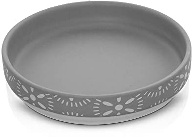 Porta sapone grigio in ceramica, piattino multiuso d’appoggio, serie CIRCUS