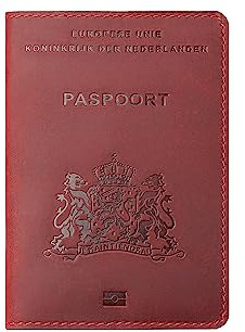 AIGUONIU Reisepasshülle aus echtem Leder für Niederlande niederländische Kreditkartenetui Holland Reisepasshülle Reisebrieftasche, Rot/Ausflug, einfarbig (Getaway Solids), 14x10 cm (5.5x3.94 inches